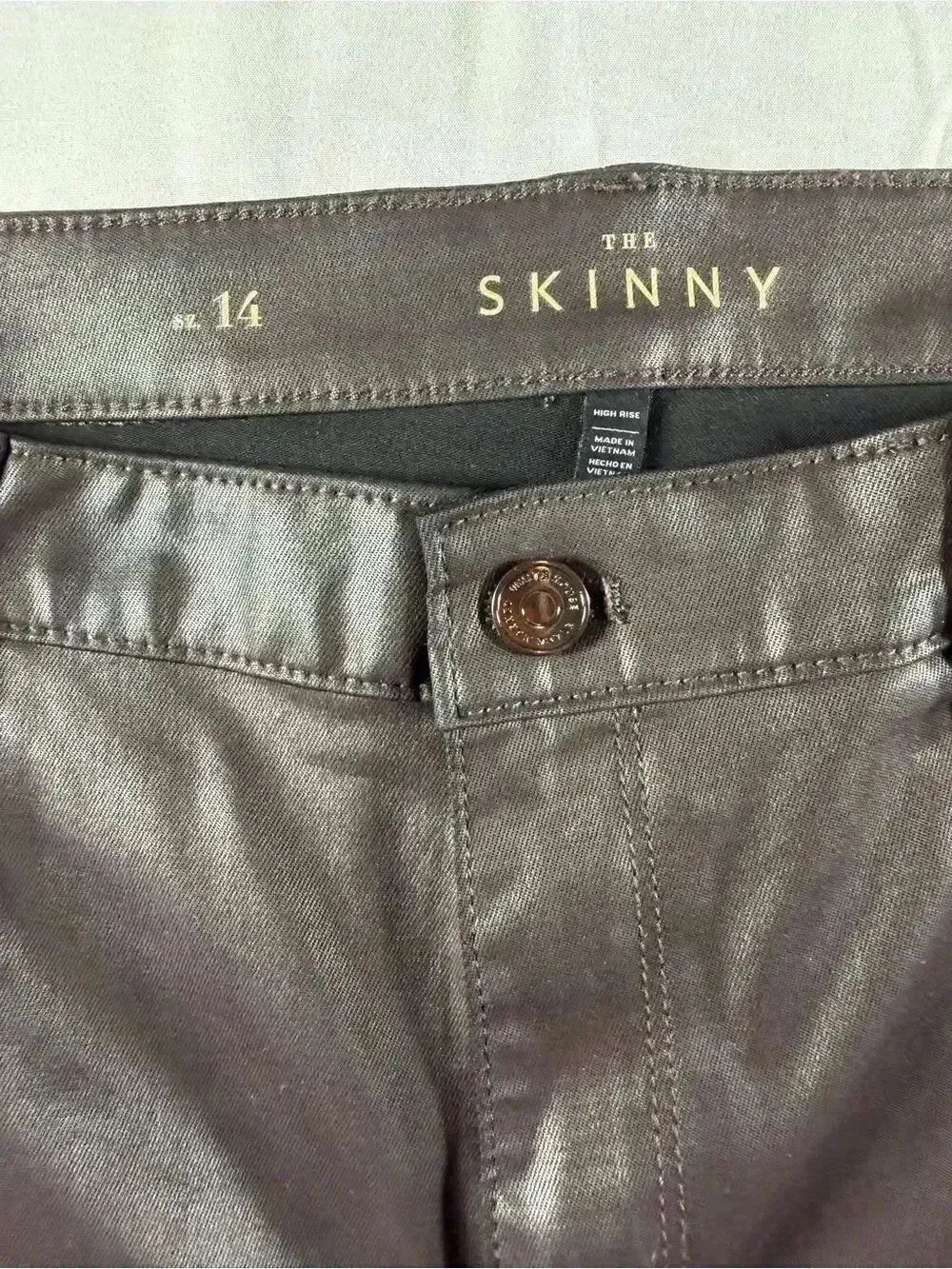 WHBM White House Black Market Women’s Brown Skinny Coated Jeans Size 14 - Picture 4 of 9
